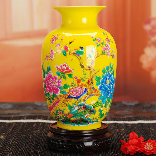 Modern Jingdezhen Ceramic Yellow Vase