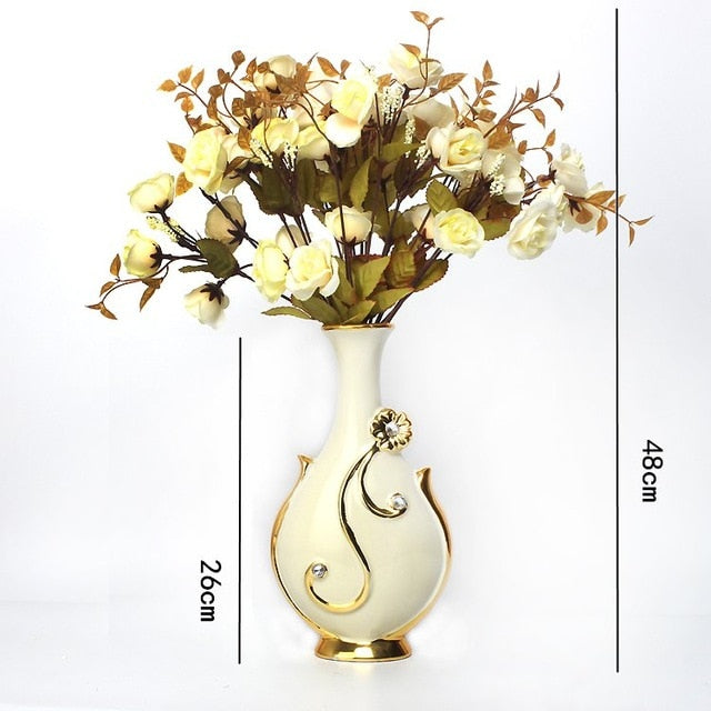 Europe Handpainted Gold Plated Porcelain Vase