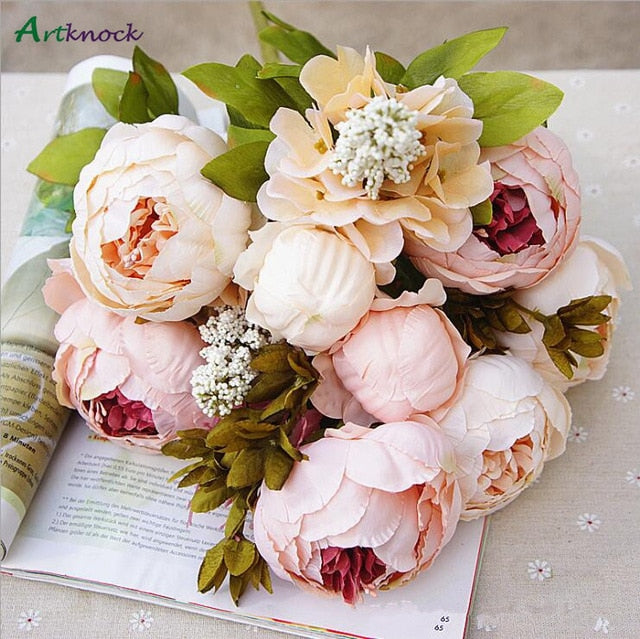 1Bunch European Artificial Peony Decorative Party Silk fake Flowers