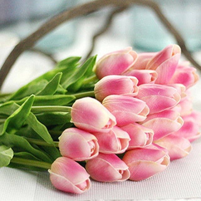 NieNie 31Pcs/Lot Tulips Artificial Flowers PU Fake Flowers Real touch flowers for Wedding Decoration Home Party Decoration