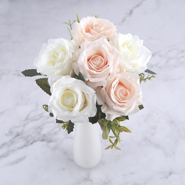 6 Heads White Rose Artificial Flowers