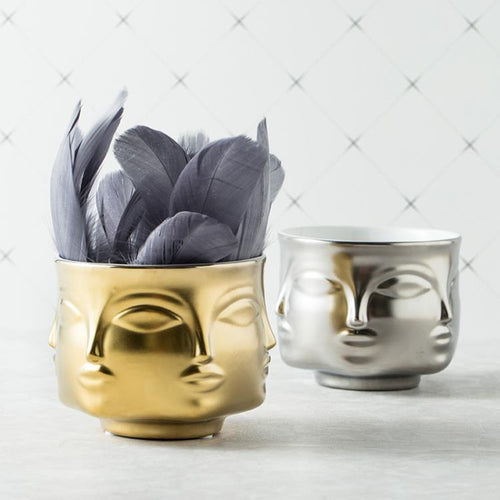 Ceramic Face Multi-sided Flower Pot Vase