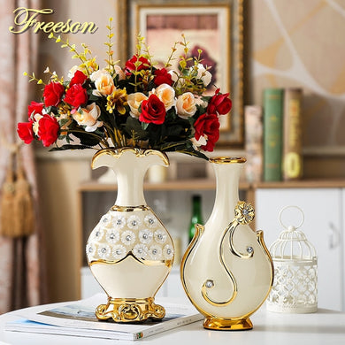 Europe Handpainted Gold Plated Porcelain Vase